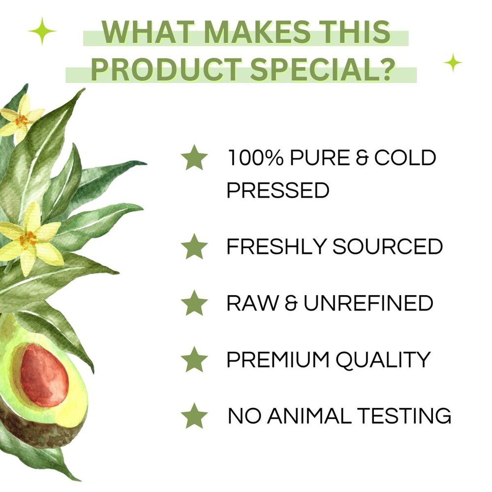 Avocado Oil Cold Pressed Unrefined 100% Pure Natural Carrier Oil for Skin, Hair & Massage - 30ml 5 Avocado Oil Cold Pressed Unrefined 100% Pure Natural Carrier Oil for Skin, Hair & Massage - 30ml - Image 4