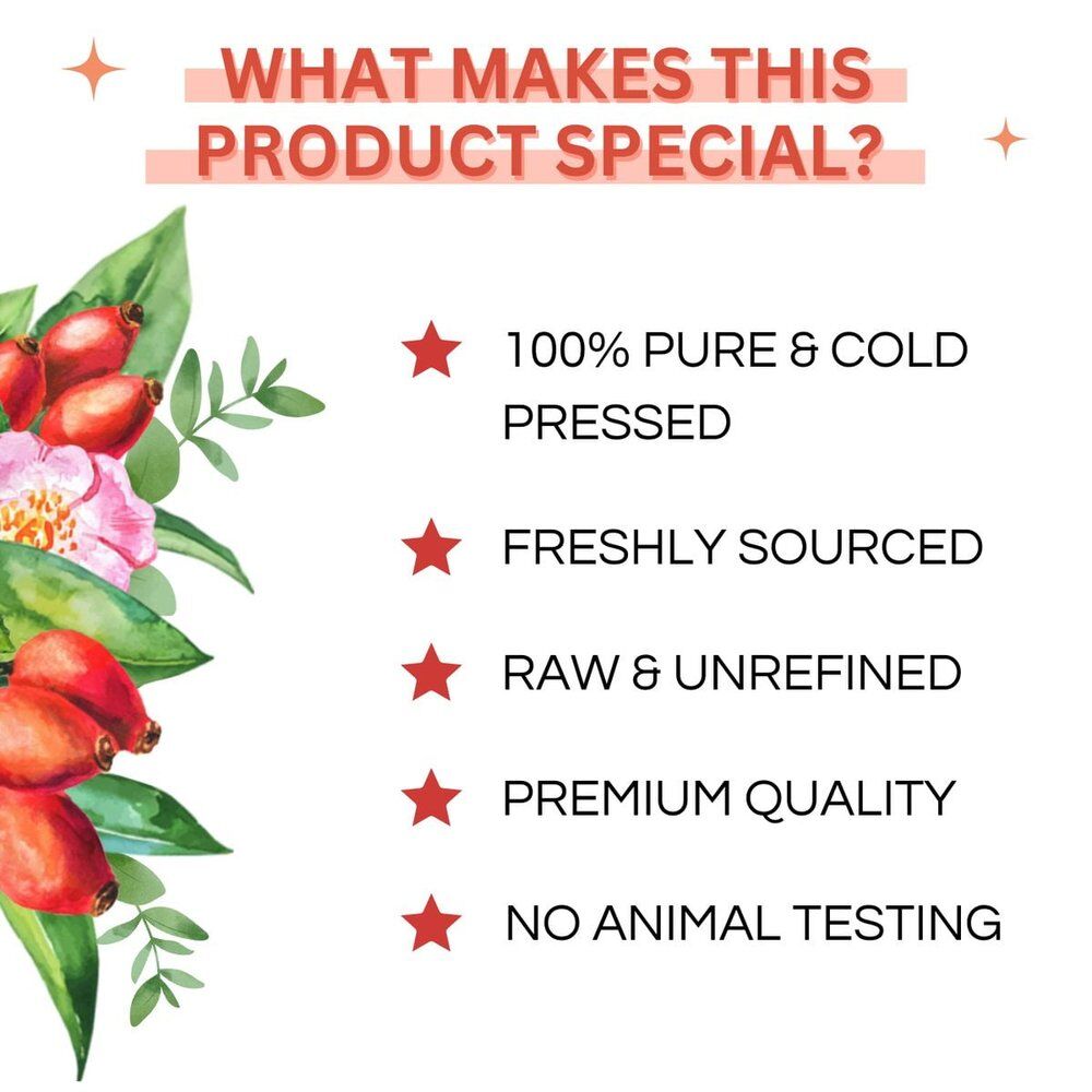 Pure Cold Pressed Rose Hip Oil Natural Skin & Hair Care- 30ml 4 Pure Cold Pressed Rose Hip Oil Natural Skin & Hair Care- 30ml - Image 3