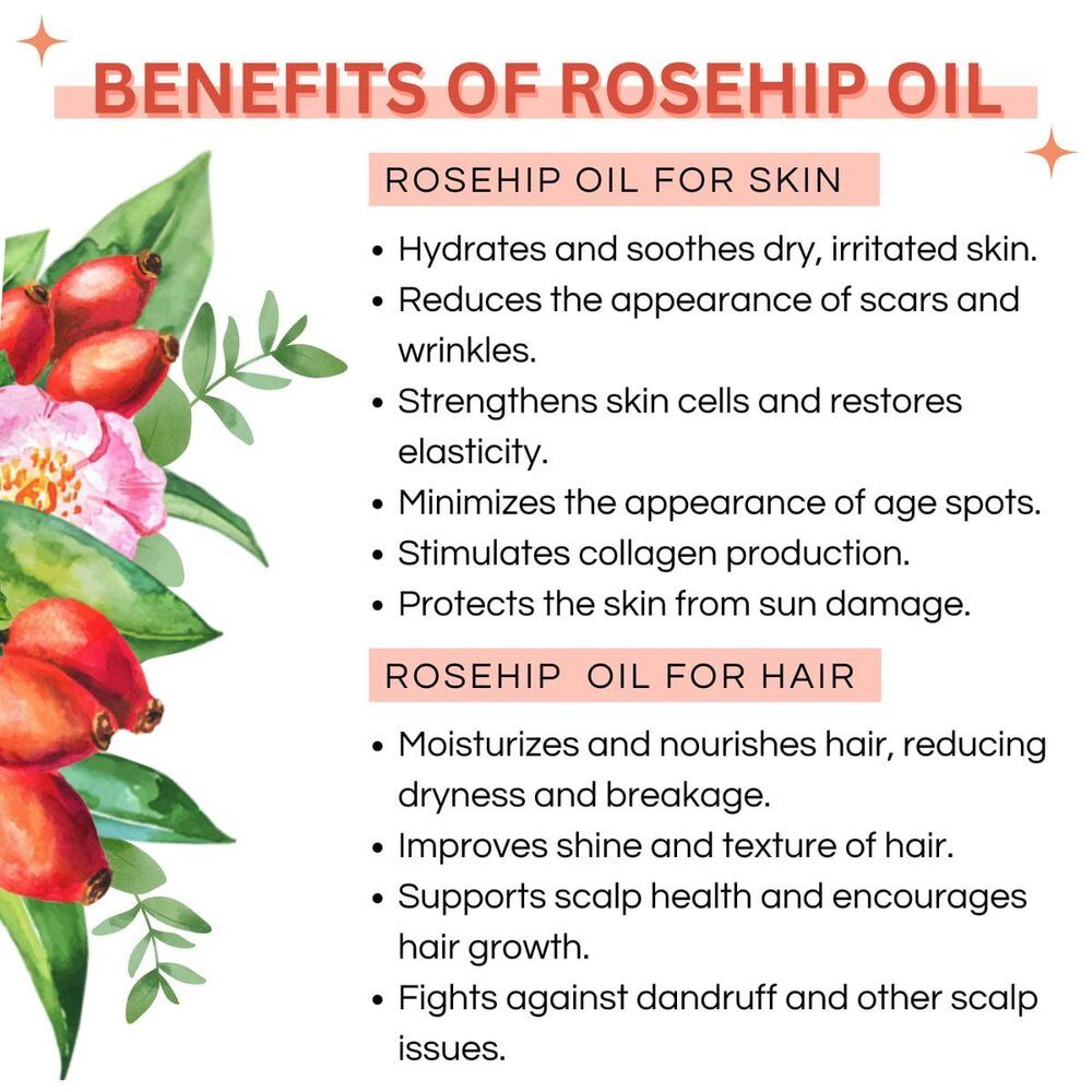 Pure Cold Pressed Rose Hip Oil Natural Skin & Hair Care- 30ml 5 Pure Cold Pressed Rose Hip Oil Natural Skin & Hair Care- 30ml - Image 4