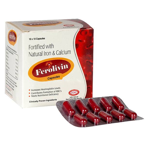 Zoic Ferolivin Capsules for Iron deficiency and Body Weakness- 60cap 2 Ferolivin Iron deficiency